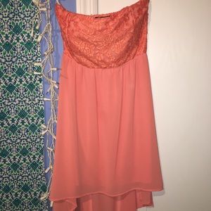 Peach strapless high low dress